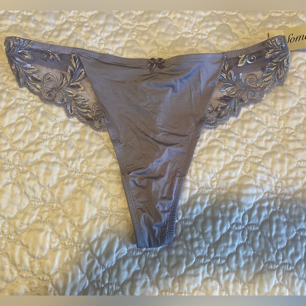 Soma Purple Lace Trim Thong, size XL